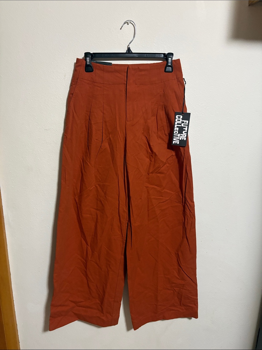 NWT Future Collective Rust High Rise Wide Leg Pants Size 2